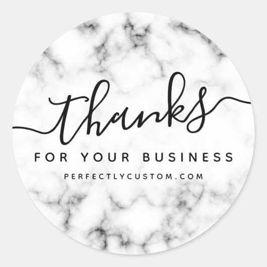 Elegant white marble business bedankt ronde sticker (Voorkant)