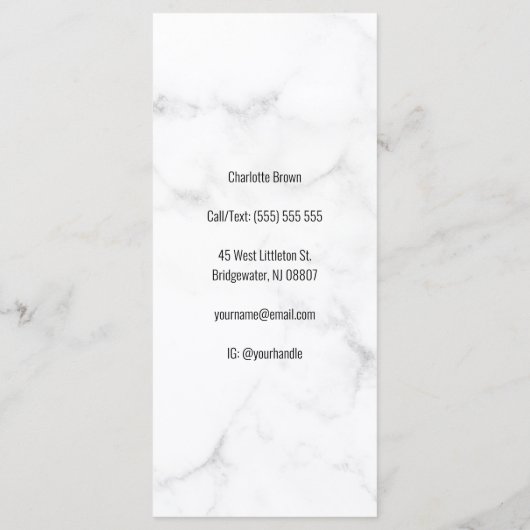 Elegant White Marble Business Brochure Menu (Achterkant)