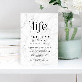 Elegant White Marble Celebration of Life Funeral Kaart