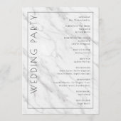 Elegant White Marble Ceremony Schedule Programmakaart (Achterkant)