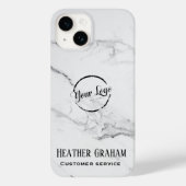 Elegant white marble custom logo Case-Mate iPhone case (Achterkant)