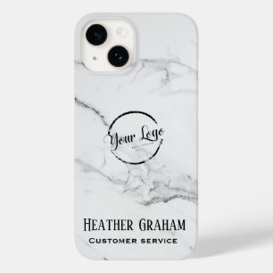 Elegant white marble custom logo Case-Mate iPhone 14 hoesje