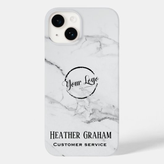 Elegant white marble custom logo Case-Mate iPhone case (Achterkant)
