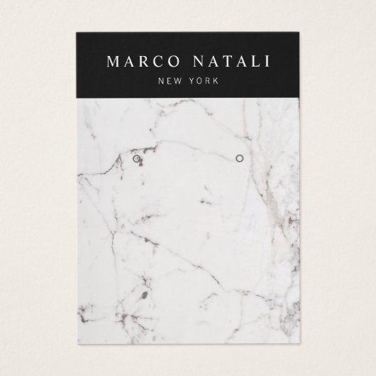 Elegant White Marble Earring Display Card Visitekaartje (Voorkant)