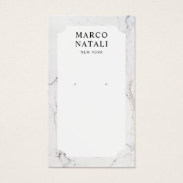 Elegant White Marble Earring Display Card Visitekaartje