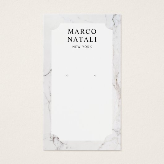 Elegant White Marble Earring Display Card Visitekaartje (Voorkant)