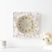 Elegant White Marble en Gold Vierkante Klok (Huis)
