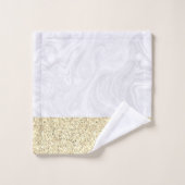 Elegant White Marble Faux Gold Glitter Bad Handdoek (Wasdoekje)