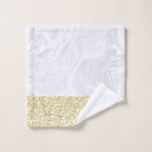 Elegant White Marble Faux Gold Glitter Bad Handdoek (Wasdoekje)