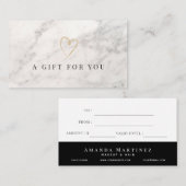 Elegant White Marble Gift Certificate Visitekaartje (Voorkant / Achterkant)