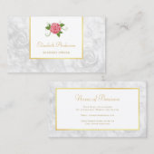 Elegant White Marble Gold Lijst and Pink Rose Visitekaartje (Voorkant / Achterkant)