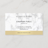 Elegant White Marble Gold Modern Corporate Trendy Visitekaartje (Achterkant)