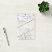 Elegant White Marble Gold Monogram Post-it® Notes (Kantoor)