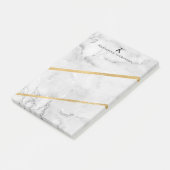Elegant White Marble Gold Monogram Post-it® Notes (Schuin)
