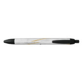 Elegant White Marble Gold Monogram Zwarte Inkt Pen (Achterkant)