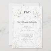 Elegant White Marble Gold PhD Afstuderen Kaart (Voorkant)