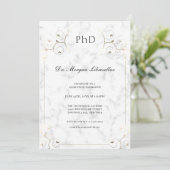 Elegant White Marble Gold PhD Afstuderen Kaart (Staand voorkant)