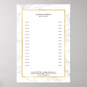 Elegant White Marble Gold Pricelist Poster