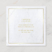 Elegant White Marble Gold Text Luxe Sjabloon Vierkante Visitekaartje (Achterkant)