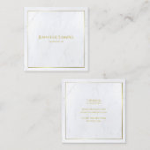 Elegant White Marble Gold Text Luxe Sjabloon Vierkante Visitekaartje (Voorkant / Achterkant)