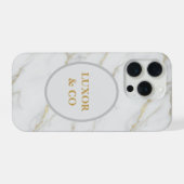 Elegant White Marble & Gold Veins iPhone 16 Pro Hoesje (Achterkant horizontaal)