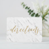 Elegant White Marble & Gold Wedding Directions Kaart (Staand voorkant)