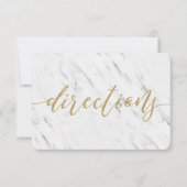 Elegant White Marble & Gold Wedding Directions Kaart (Voorkant)