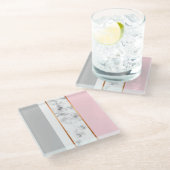 Elegant White Marble Gray Pink Glazen Onderzetter (Schuin)