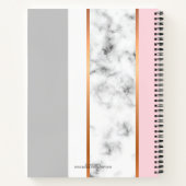 Elegant White Marble Gray Pink Persoonlijke naam Notitieboek (Achterkant)