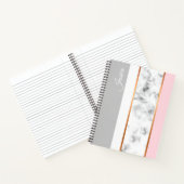 Elegant White Marble Gray Pink Persoonlijke naam Notitieboek (Binnen)