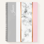 Elegant White Marble Gray Pink Persoonlijke naam Notitieboek (Voorkant)