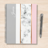 Elegant White Marble Gray Pink Persoonlijke naam Planner