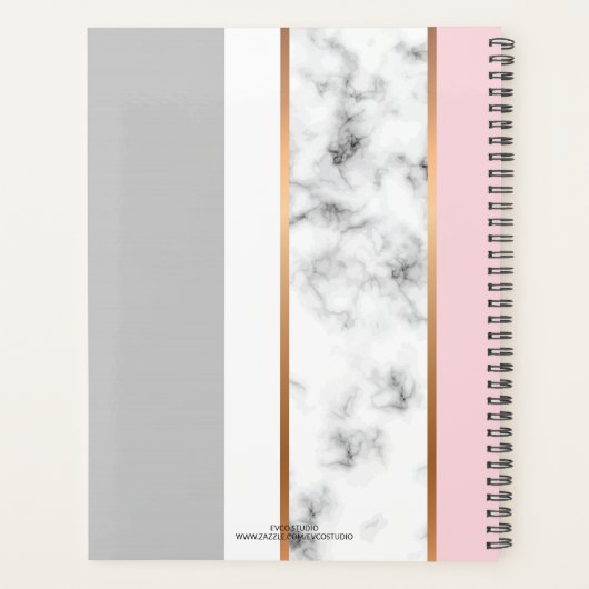 Elegant White Marble Gray Pink Persoonlijke naam Planner (Achterkant)