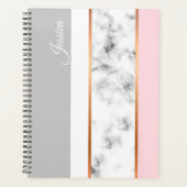 Elegant White Marble Gray Pink Persoonlijke naam Planner (Voorkant)