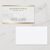 Elegant White Marble Modern Gold Simple Sjabloon Visitekaartje (Voorkant / Achterkant)