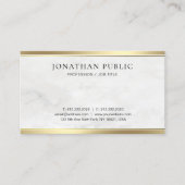 Elegant White Marble Modern Gold Simple Sjabloon Visitekaartje (Voorkant)