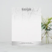 Elegant White Marble Modern Silver Border Briefhoofd Ontwerp (Staand voorkant)