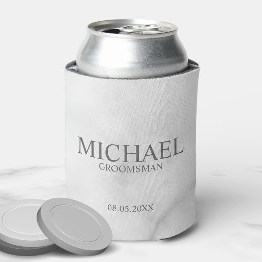 Elegant White Marble Personalized Groomsmen Blikjeskoeler