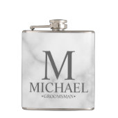 Elegant White Marble Personalized Groomsmen Heupfles (Voorkant)