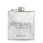 Elegant White Marble Personalized Groomsmen Heupfles (Voorkant)