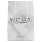 Elegant White Marble Personalized Groomsmen Medium Cadeauzakje (Voorkant)