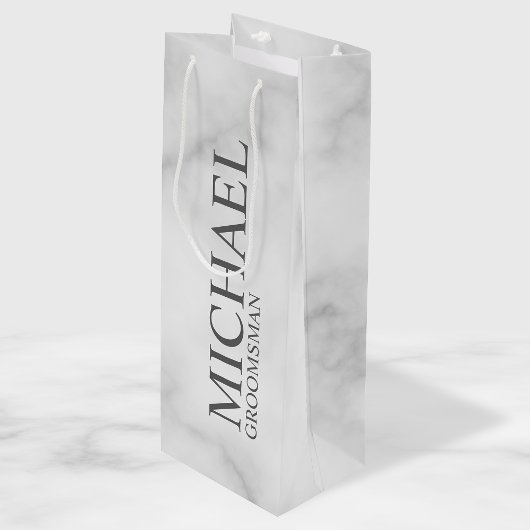 Elegant White Marble Personalized Groomsmen Wijn Cadeautas