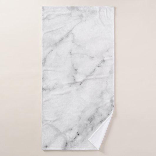 Elegant White Marble Print met Silver Textured Badhanddoek (Badhanddoek)