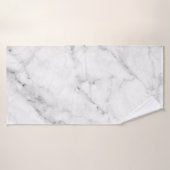 Elegant White Marble Print met Silver Textured Badhanddoek (Badhanddoek)