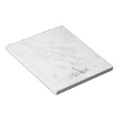 Elegant White Marble Script Name Monogram Notitieblok (Schuin)