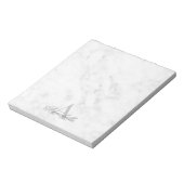 Elegant White Marble Script Name Monogram Notitieblok (Linkerzijde)