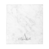 Elegant White Marble Script Name Monogram Notitieblok (Voorkant)