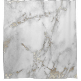 Elegant White Marble Shower Curtain | Gold Veining Douchegordijn