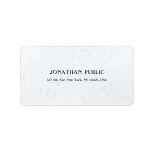 Elegant White Marble Simple Plain Moderne Address Etiket
