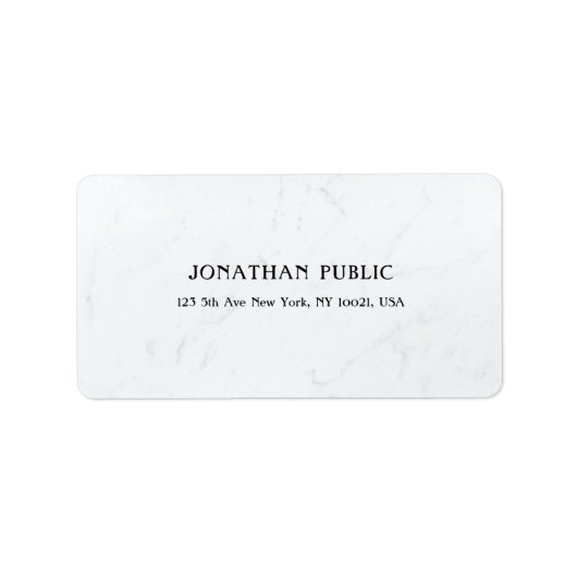 Elegant White Marble Simple Plain Moderne Address Etiket (Voorkant)